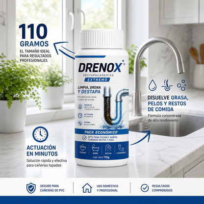DRENOX™ Limpia y destapa tus cañerías