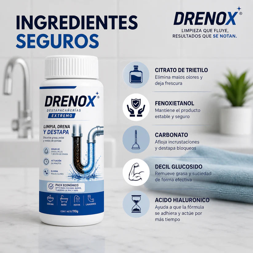 DRENOX™ Limpia y destapa tus cañerías
